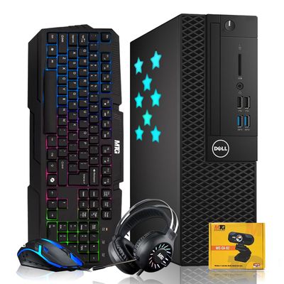 Dell Desktop PC Gaming Bundle - Core i7, 16GB RAM, 1TB SSD, AMD RX 550, RGB Keyboard with AI-Enhanced Copilot Key and Mouse, RGB Headphone, Webcam, Wi-Fi, Windows 11 Pro(Renewed)