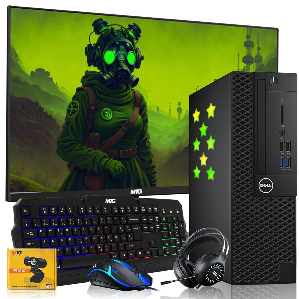 Dell Desktop PC Gaming Bundle - Core i7, 16GB RAM, 1TB SSD, 27-inch Monitor, AMD RX 550, RGB Keyboard with AI-Enhanced Copilot Key and Mouse, RGB Headphone, Webcam, Wi-Fi, Win 11 Pro (Renewed)