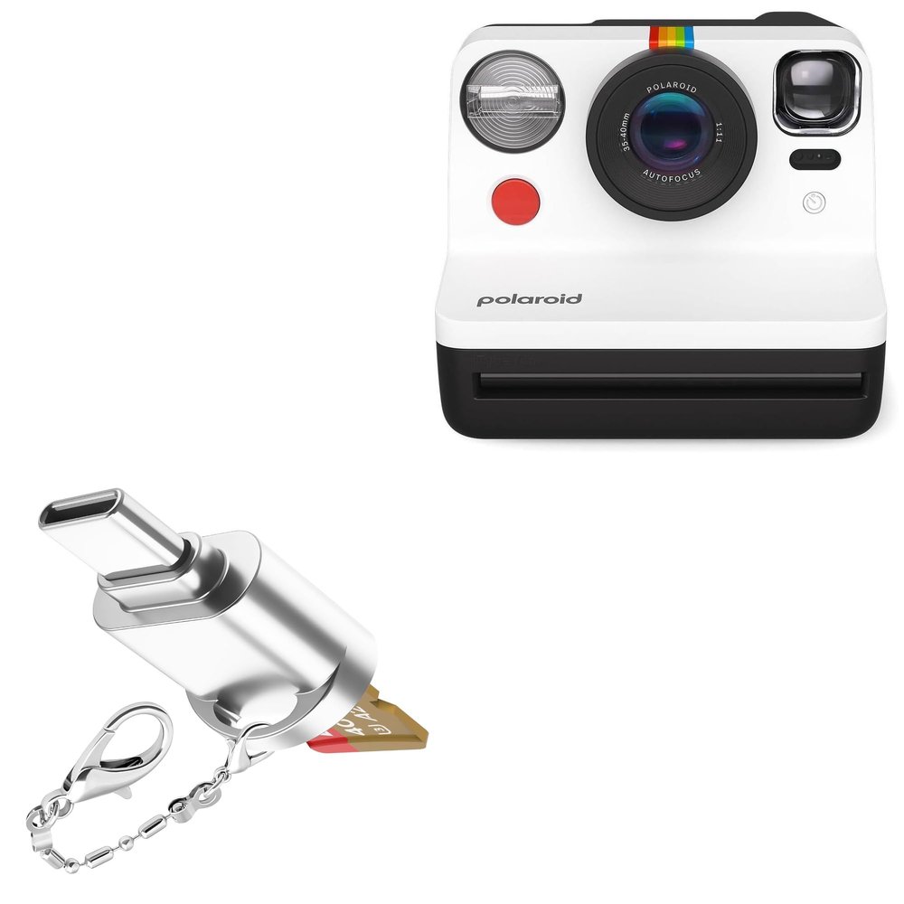 BoxWave Adapter Compatible with Polaroid Now Generation 2 - Micro SD Card miniReader, USB Type-C OTG Reader USB3.0 Adapter Keychain - Metallic Silver