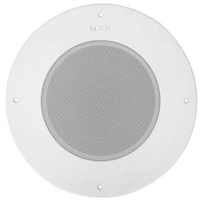 TOA Electronics PC-580RU AM Ceiling Mount Speaker; 8-Inch Speaker Paging Applications; Finish: White; 25V and 70V Transformer Taps Up to 5W; Fits Standard Ceiling-Speaker Template