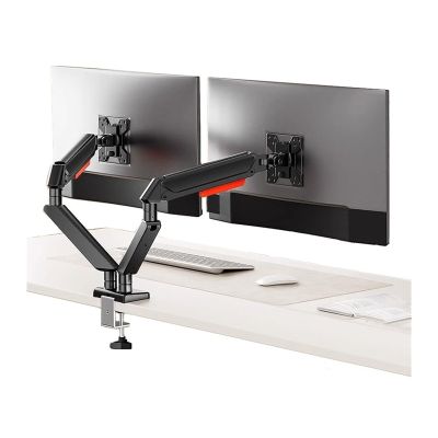 Monitor Mount Dual Monitor Mount up to 32 inches and 22.0 lbs per Screen, Adjustable Gas Spring Monitor Arm, Aluminum Dual Monitor Mount with C-Clamp & Grommet Base Monitor Desk Stand(Black)
