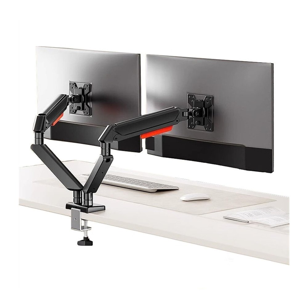 Monitor Mount Dual Monitor Mount up to 32 inches and 22.0 lbs per Screen, Adjustable Gas Spring Monitor Arm, Aluminum Dual Monitor Mount with C-Clamp & Grommet Base Monitor Desk Stand(Black)