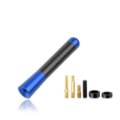 Sylvil Car Short Antenna, 3.15" Aluminum Radio Antennas Replacement, Carbon Fiber Antenna Kit with Screws, AM/FM Roof Mount Car Radio Reception Antennas Mast for Most Cars SUVs (Blue)