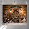 12x8ft Vinyl Christmas Backdrop Xmas Log Cabin Photography Backdrop Hand Light Xmas Tree Sign Gift Wreath Photoshoot Background Xmas Holiday New Year Party Decorations Backdrop Banner Supplies view 1