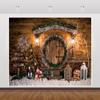 12x8ft Vinyl Christmas Backdrop Xmas Log Cabin Photography Backdrop Hand Light Xmas Tree Sign Gift Wreath Photoshoot Background Xmas Holiday New Year Party Decorations Backdrop Banner Supplies view 3