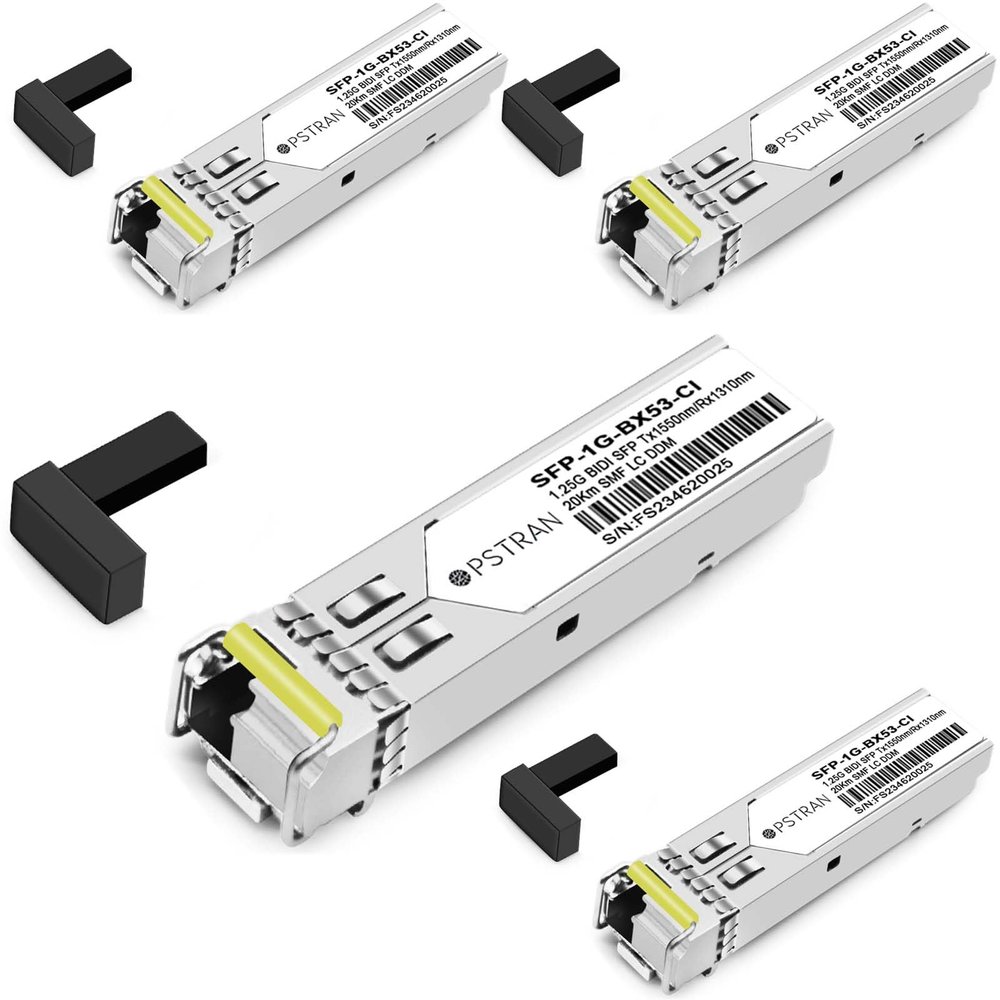 OPSTRAN 1000BASE-BX BiDi SFP Optical Transceiver Module Compatible with Cisco GLC-BX-20D 1550nm-TX/1310nm-RX 20km DOM Simplex LC SMF 4 Pack