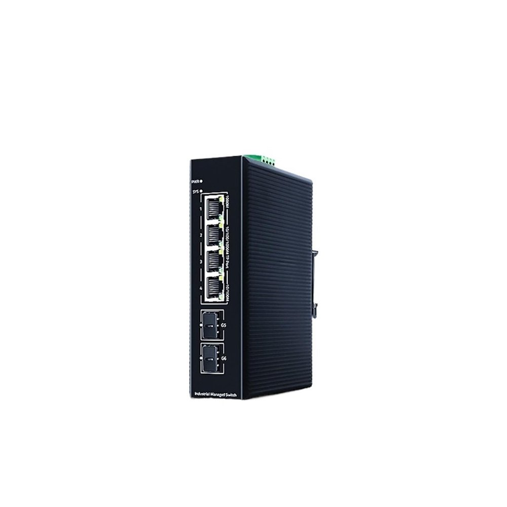 BAISULI Industrial Din Rail Switch Gigabit Ethernet 6 Port Gigabit Industrial Managed Switch 1000Mbps DIN Rail Network Ethernet Switcher 2 Port 2.5G SFP L2(ZX600-SWG2042S)