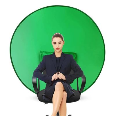 Zyyini 142cm Round Green Screen Backdrop, Portable, for Video Chats, Video Conference, General Use