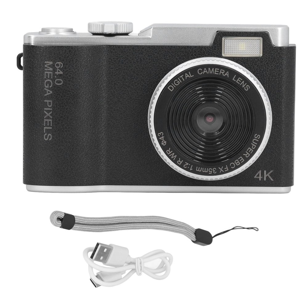 Digital Camera, 48MP 1080P HD Vlogging Camera, 16x Zoom 2.4 Inch Autofocus Compact Camera, Video Camera for Selfie, Travel, Kids, Adults (Black)