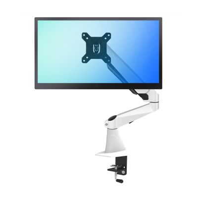 Monitor Mount Single Monitor Desk Mount for most 15"-27" Screens, Aluminum Single Monitor Arm with Grommet Base, Adjustable Gas Springs Monitor Mount, VESA 75/100mm Monitor Desk Stand(White)