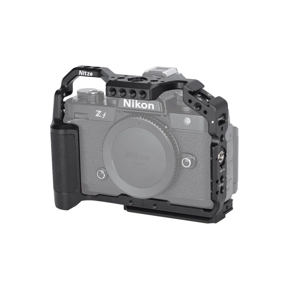 Nitze Zf Cage for Nikon Z f Camera with Built-in Hand Grip, NATO Rail, Cold Shoe and Arca Swiss Quick Release Plate, Compatible with Tripods and Gimbals - T-N03A