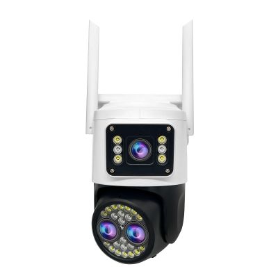 Andoer 2MP+2MP Wireless Monitor Camera Triple Lens 5X Zoom Wall Mount Smart WiFi Camera Waterproof Full Color Night Vision 2-Way Audio Humanoid Detection Push PTZ Rotatable Wireless Security Camera