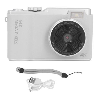 Digital Camera, 48MP 1080P HD Vlogging Camera, 16x Zoom 2.4 Inch Autofocus Compact Camera, Video Camera for Selfie, Travel, Kids, Adults (White)