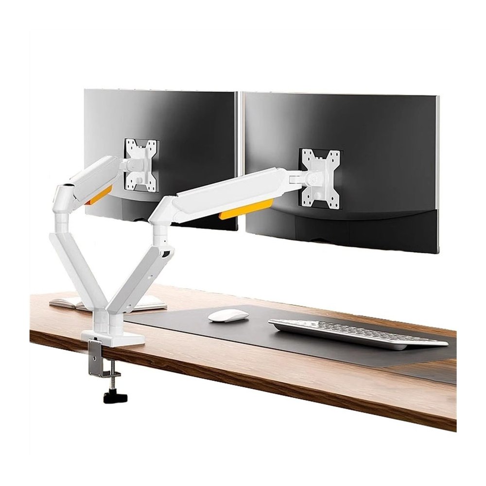 Monitor Mount Dual Monitor Mount up to 32 inches and 22.0 lbs per Screen, Adjustable Gas Spring Monitor Arm, Aluminum Dual Monitor Mount with C-Clamp & Grommet Base Monitor Desk Stand(White)