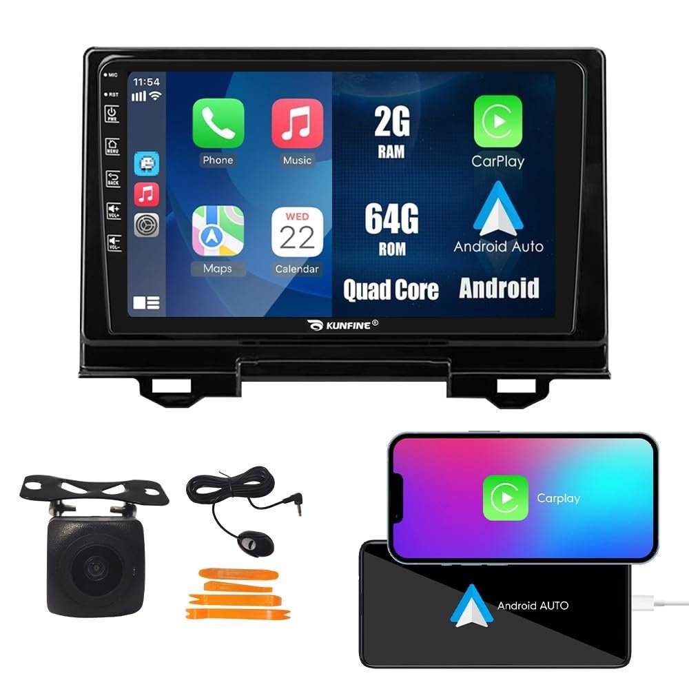 Kunfine Car CarPlay Android Auto Navigation Stereo GPS Radio Reverse Camera Display 9" IPS Touchscreen Headunit Tablet Pad Media Player for Honda Vezel Hr-V 2021-2022, if Applicable Quad Core 2G+64G