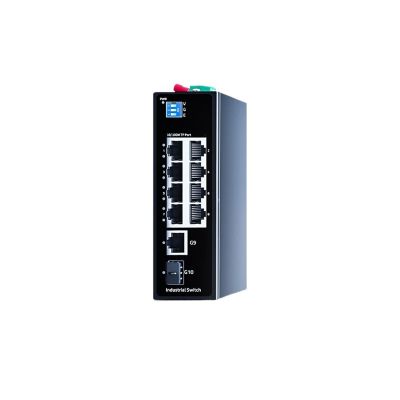 BAISULI Industrial Din Rail Switch Gigabit Ethernet 10 Port 100M Industrial Ethernet Switch Gigabit Uplink SFP Port DIN Rail Wall Mounted Network Ethernet Switcher DC12-55V