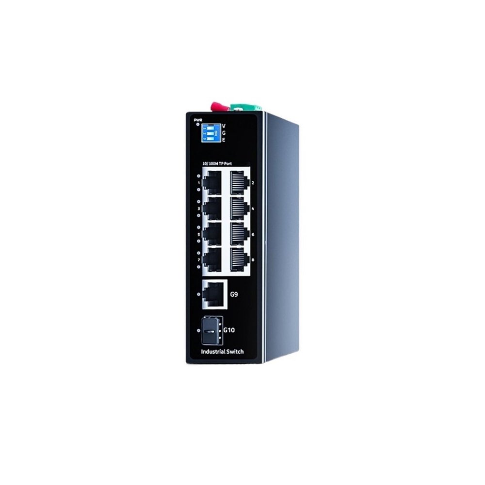 BAISULI Industrial Din Rail Switch Gigabit Ethernet 10 Port 100M Industrial Ethernet Switch Gigabit Uplink SFP Port DIN Rail Wall Mounted Network Ethernet Switcher DC12-55V