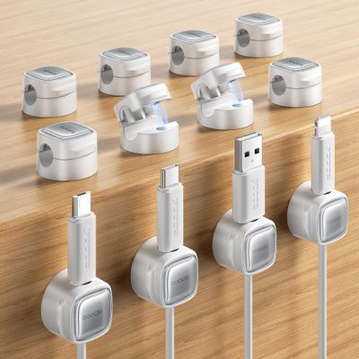 12 Pack Magnetic Cable Clips  Cord Organizer & Holder, Toocki Adhesive Cable Management, Wire Holder for USB Charging Cables, Ideal for Home, Office, Car, Desk, and Nightstand-White