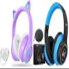 LOBKIN Bluetooth 5.3 Kids Headphones with Case - RGB LED Light Up Cat Ears Foldable Adjustable Over Ear Headphone Support Wireless or 3.5mm Wired Mode for Toddler & Girls & Boys Teens view 1