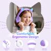 LOBKIN Bluetooth 5.3 Kids Headphones with Case - RGB LED Light Up Cat Ears Foldable Adjustable Over Ear Headphone Support Wireless or 3.5mm Wired Mode for Toddler & Girls & Boys Teens view 2