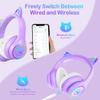 LOBKIN Bluetooth 5.3 Kids Headphones with Case - RGB LED Light Up Cat Ears Foldable Adjustable Over Ear Headphone Support Wireless or 3.5mm Wired Mode for Toddler & Girls & Boys Teens view 3