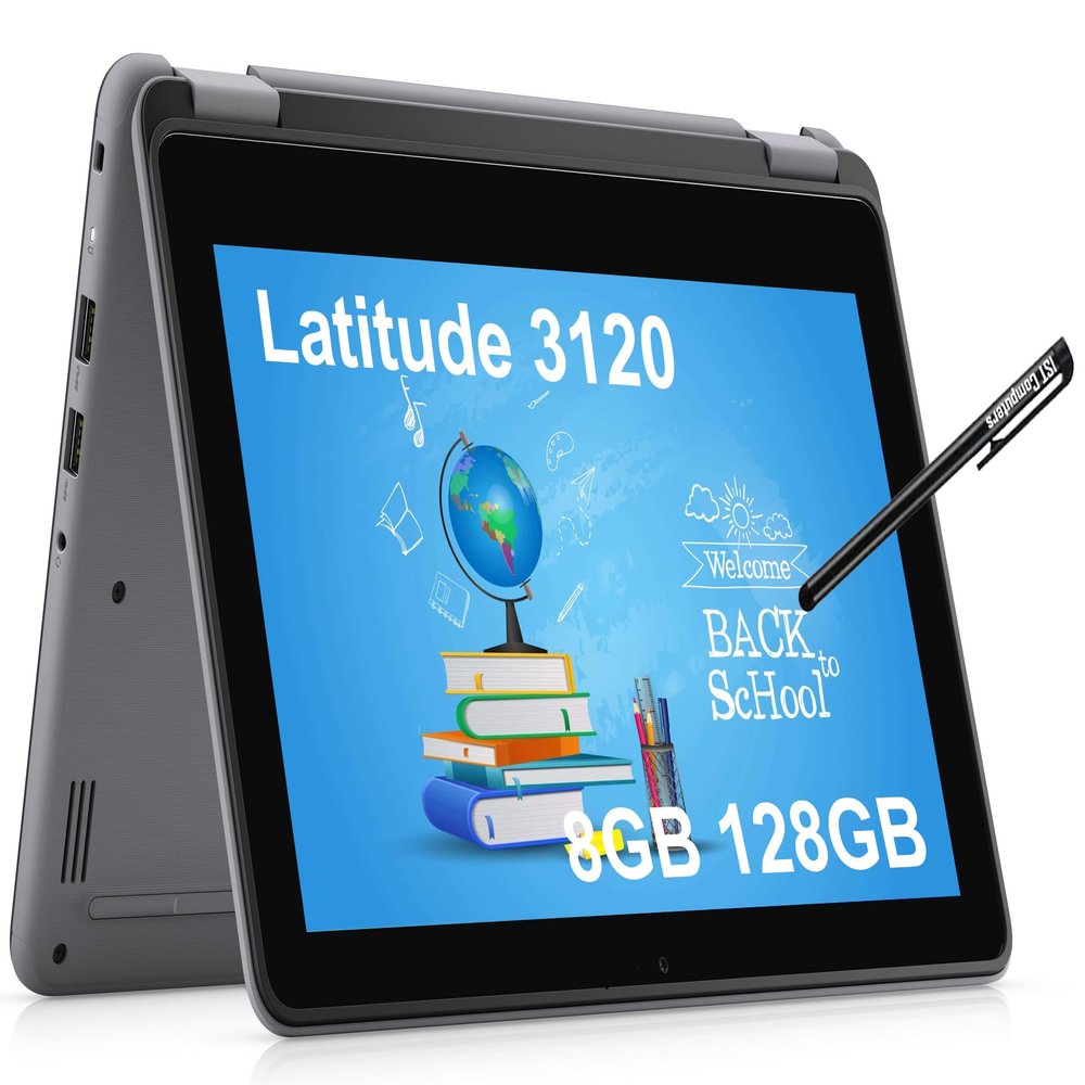 Dell Latitude 3000 3120 2-in-1 Laptop (11.6" IPS Touchscreen, Intel Pentium N6000, 8GB RAM, 128GB SSD) Student & Business, Spill-Resistant Keyboard, Wi-Fi, HDMI, Webcam, IST Pen, Win 10 Pro, Grey