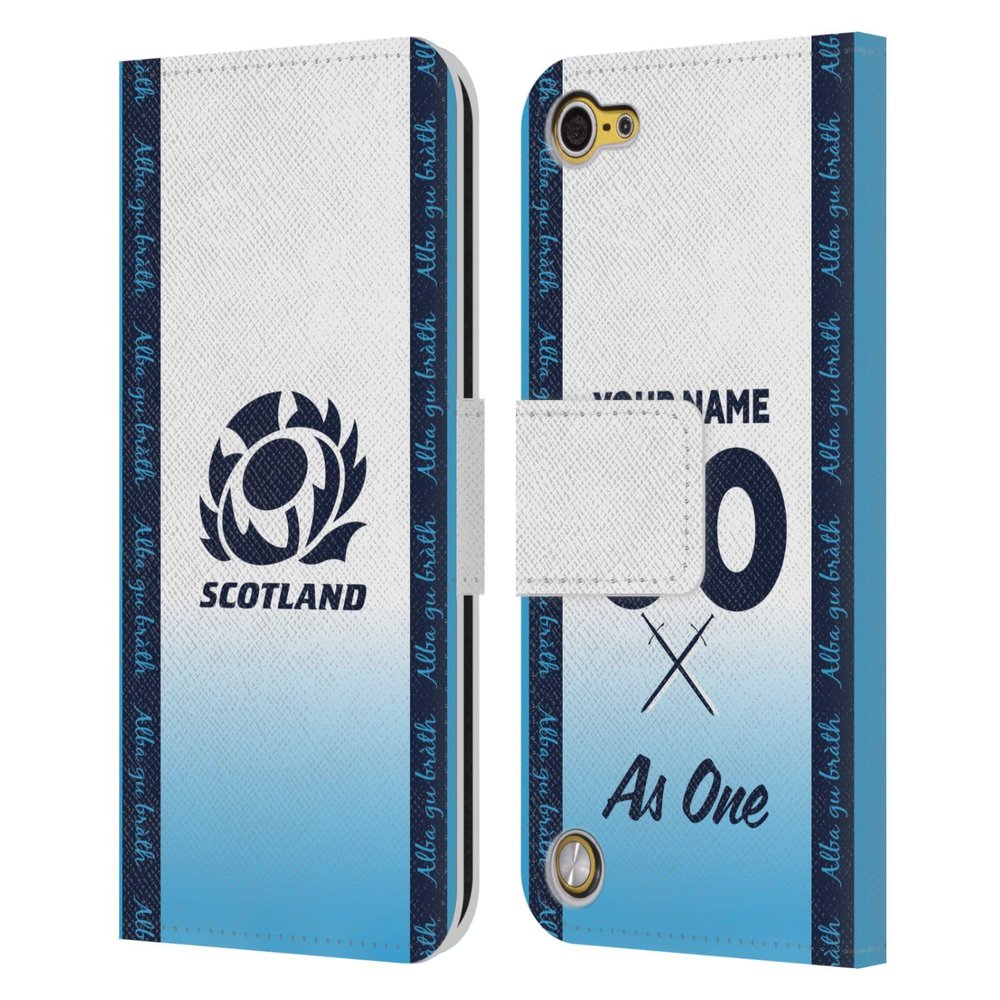 Head Case Designs Officially Licensed Custom Customized Personalized Scotland Rugby Away 2024/25 Kit Leather Book Wallet Case Cover Compatible with Apple iPod Touch 5G 5th Gen