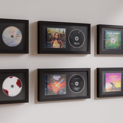 SKZOHROT 1 Pc CD Display Frame, 14.4" x 7.7" Display Disc and CD Box, Double Groove Signed CD Frame Made of Solid Wood for Self Standing, Home Decor CD Frame Display for Music Enthusiast (Black)