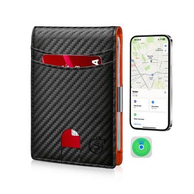 Men's Smart Bifold Wallet - Compatible with Apple Find My & Air tag Tracker, CarbonBlack05 Card Holder (Not for Android)