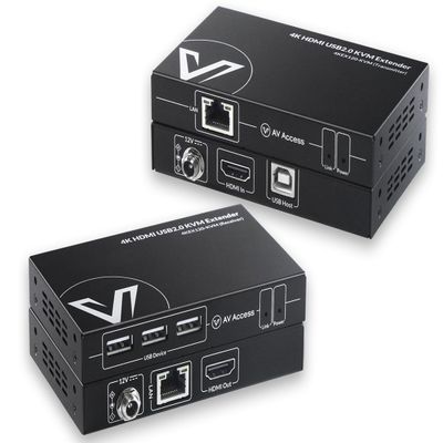AV Access 4K HDMI KVM Extender, 120m/394ft Over Ethernet Cat5e/6, 1080P@120Hz, 3X USB 2.0 Ports, Zero-Latency, Plug and Play, KVM Webcam Extender for Gaming, Data Centers & Classrooms