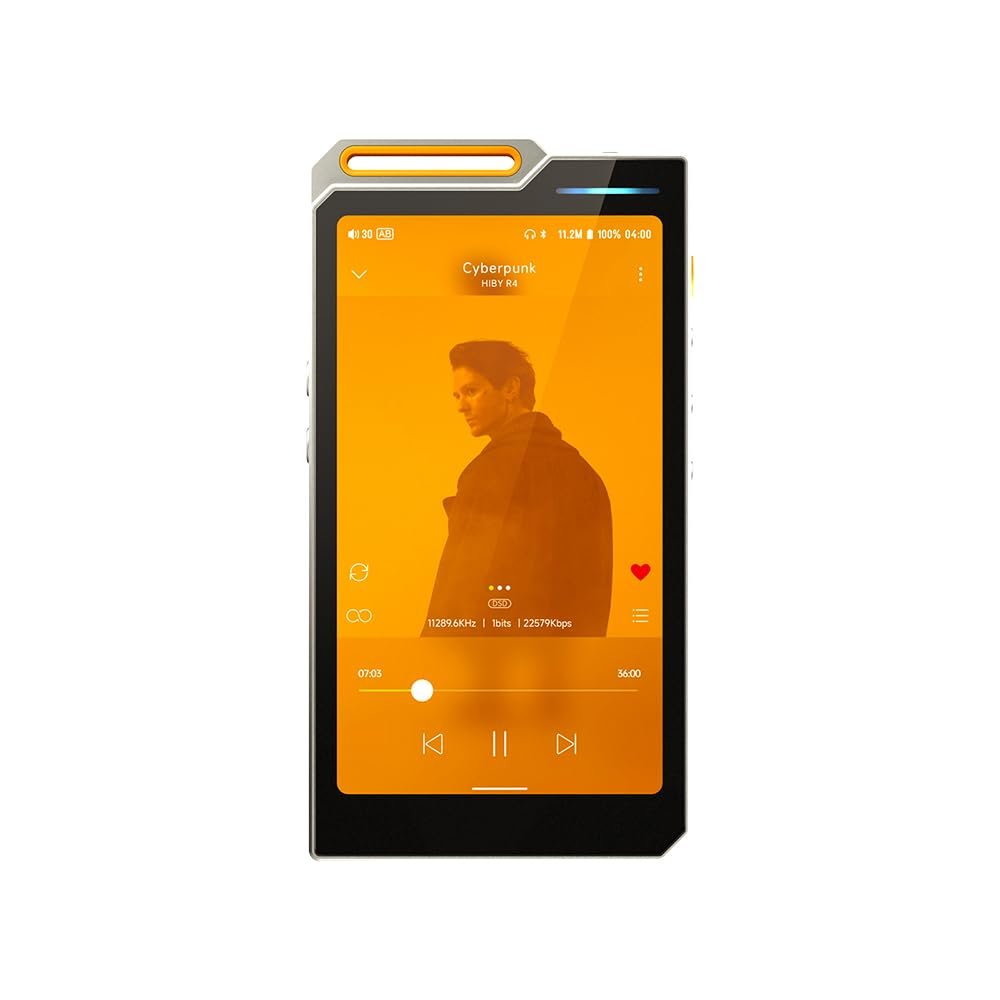 HiBy R4 Next-Gen Digital Audio Player with Spotify, Bluetooth, Wi-Fi, and Android 12 OS | 4-Way HiFi DAP with 3.5mm & 4.4mm Balanced Outputs | 32GB Internal + Expandable Memory up to 2TB (Orange)