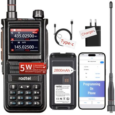 (2 Gen) Radtel RT-470X Plus Tri Band Ham Radio (Mobile App Bluetooth Programming) 256CH Aviation Air Band Radio Long Range Handheld Walkie Talkie NOAA USB-C Rechargeable AM FM