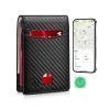 SMART CC Men Wallet with Tracker Work with Apple Findy(iOS only), Wallet Tracker with Bifold Minimalist Thin Wallet 13 Card &2 ID Windows & Cash Slot (carbon Black&Orange)(Not For Android) view 1