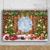 20x10ft Christmas Backdrop Christmas Tree Photography Background Ice Clock Golden Bell Backdrop Festival Boxes Various Socks Decoration Christmas Event Party Decorations Holiday Photo Background view 2
