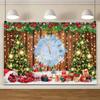 20x10ft Christmas Backdrop Christmas Tree Photography Background Ice Clock Golden Bell Backdrop Festival Boxes Various Socks Decoration Christmas Event Party Decorations Holiday Photo Background view 4