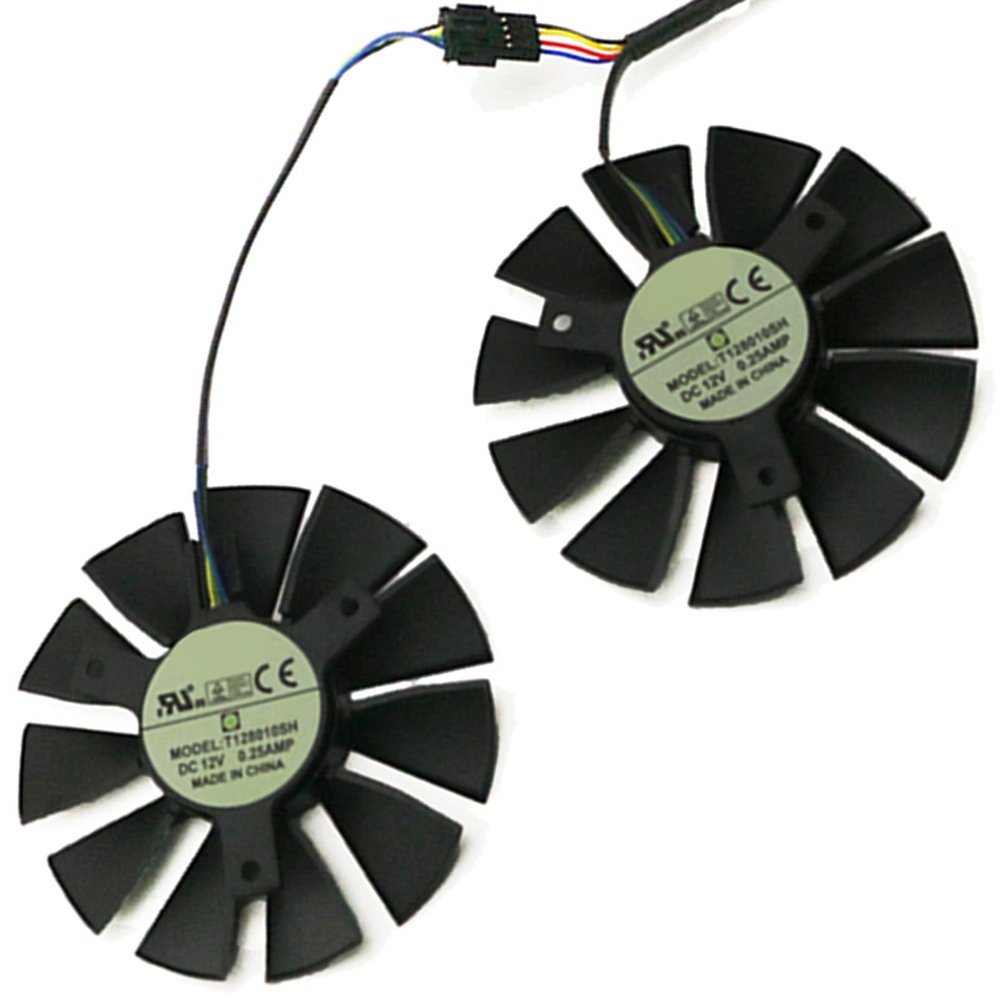 4Pin Graphics Card Cooling Fans Suitable for Asus Strix GTX 1060 960 950 750ti EX GTX 1050 1050Ti R9 370 Series Desktop T128010SH 75mm 12V 0.25A 4PIN Video Card Cooler Fans GPU Fan