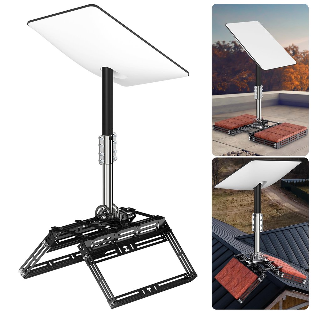 Starlink Gen 2 Roof Ridge Mount - No-Drill Installation Pole Mounting Kit with Pipe Adapter for Tilt Angle Adjustment, Compatible with Starlink V2 Standard Actuated Dish