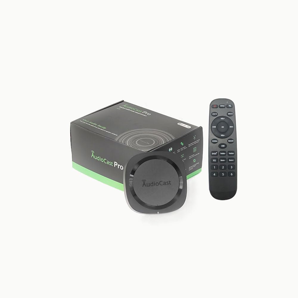 ACEMAX Audiocast Pro M20 Wireless WiFi Audio Receiver Multiroom Adaptor for Speaker Systems Convert Wired Speakers into Wireless Airplay WiFi Ethernet Bluetooth and Remote Control Compatibility