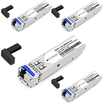 OPSTRAN 1000BASE-BX BiDi SFP Optical Transceiver Module Compatible with NETGEAR SFP-GE-BX 1310nm-TX/1550nm-RX 20km DOM Simplex LC SMF 4 Pack