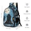 BTCOWZRV Travel Backpack for Men Women Casual Daypack Halloween Grave Dark Moon Spider Tree Laptop Backpack Computer Bag Lightweight Shoulder Bag view 2