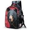 BTCOWZRV Travel Backpack for Men Women Casual Daypack Black Bear Red And Black Plaid Laptop Backpack Computer Bag Lightweight Shoulder Bag view 1