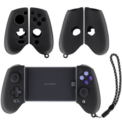 Aenllosi Silicone Grip Cover for GameSir G8 Galileo/G8 Plus/G8 Plus MFi Phone Controller, Anti-Scratch Protective Case with Lanyard, Black (Case Only)