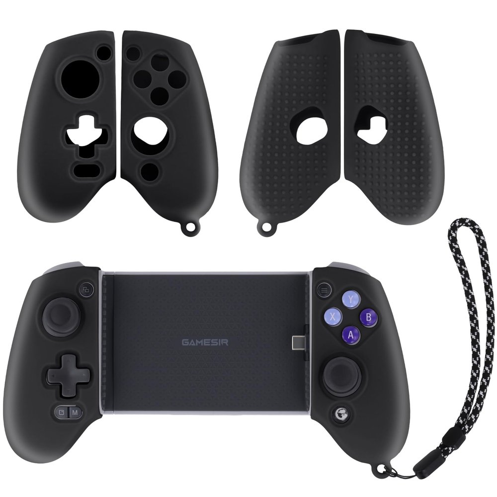 Aenllosi Silicone Grip Cover for GameSir G8 Galileo/G8 Plus/G8 Plus MFi Phone Controller, Anti-Scratch Protective Case with Lanyard, Black (Case Only)