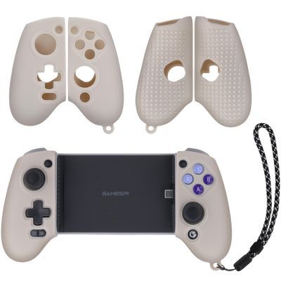Aenllosi Silicone Grip Cover for GameSir G8 Galileo/G8 Plus/G8 Plus MFi Phone Controller, Anti-Scratch Protective Case with Lanyard, White (Case Only)
