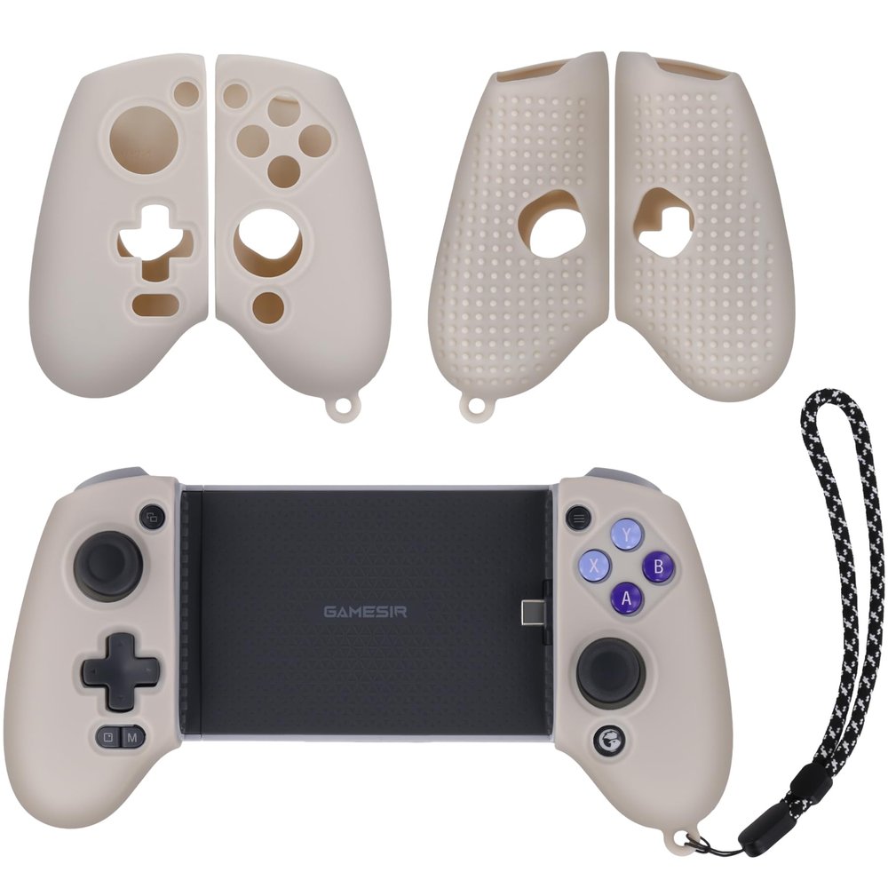 Aenllosi Silicone Grip Cover for GameSir G8 Galileo/G8 Plus/G8 Plus MFi Phone Controller, Anti-Scratch Protective Case with Lanyard, White (Case Only)