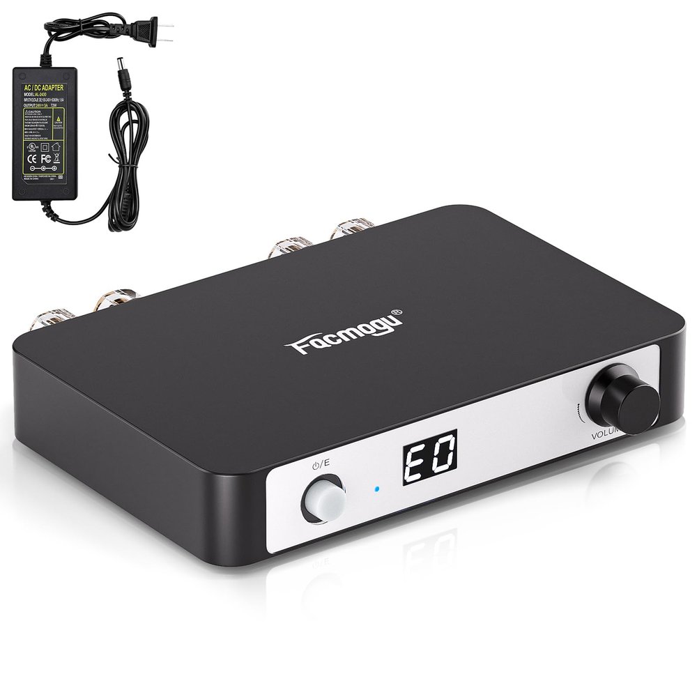 Facmogu M9 Stereo Audio Amplifier, 300W Home 2 Channel Wireless Bluetooth 5.0 Power Amp w/24V Adapter, TPA3255 300W x 2 Class D Stereo Digital Amplifier with DSP for Wired Speakers, Home Audio System