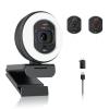Angetube 4K Webcam with Light for PC: UHD 4K, TOF Auto Focus, Dual AI Noise-Cancelling Mics, 1080p@60FPS, USB Streaming Webcam w/Privacy Cover for Laptop/Mac/Desktop/PC Work w/Zoom/Teams/Google Meet view 1