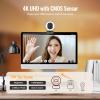 Angetube 4K Webcam with Light for PC: UHD 4K, TOF Auto Focus, Dual AI Noise-Cancelling Mics, 1080p@60FPS, USB Streaming Webcam w/Privacy Cover for Laptop/Mac/Desktop/PC Work w/Zoom/Teams/Google Meet view 2