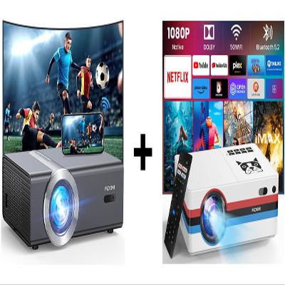 FUDONI GC888 Projector and S1 Netflix Projector, Native 1080P 4K Supported, Auto Keystone & Electric Focus Movie Projector