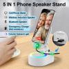 AKLLCCR Wireless Induction Audio Bluetooth Speaker 5in1 Phone Holder Emergency Rechargeable (3000mAh) with Colorful Ambient Light 300 Foldable for Tablet iPhone Android, Gifts for Men Women (White) view 3